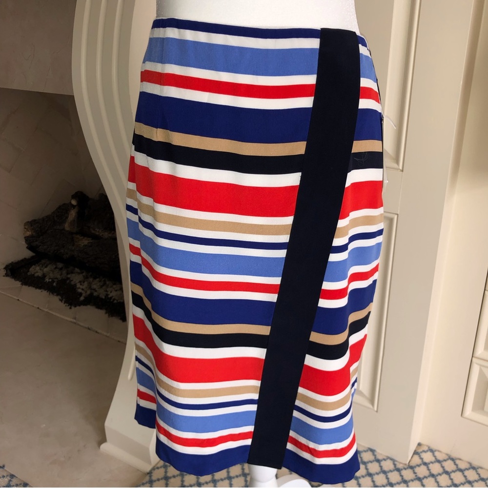 Worth New York Silk Striped Faux Wrap Skirt New Size 10. Runs large more like 12